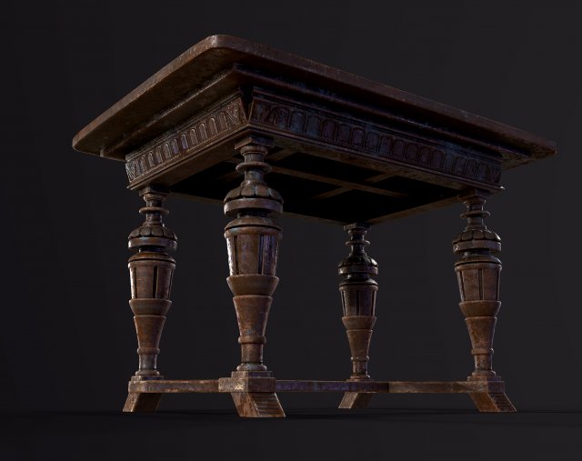 Old antique table Modelo 3D .c4d .max .obj .3ds .fbx .stl .blend 