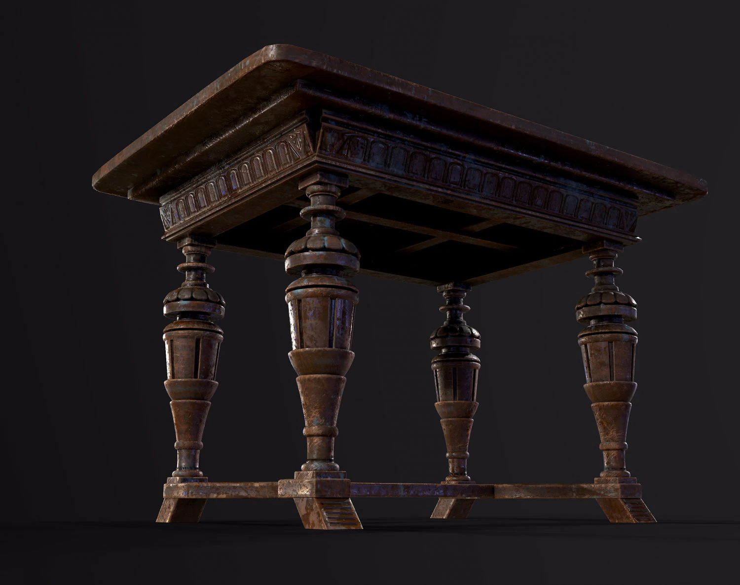 Старий антикварний стіл 3D Модель .c4d .max .obj .3ds .fbx .stl .blend 