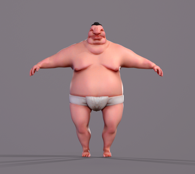 Cartoon character Sumo Wrestler 3D-Modell .c4d .max .obj .3ds .fbx .stl .blend 