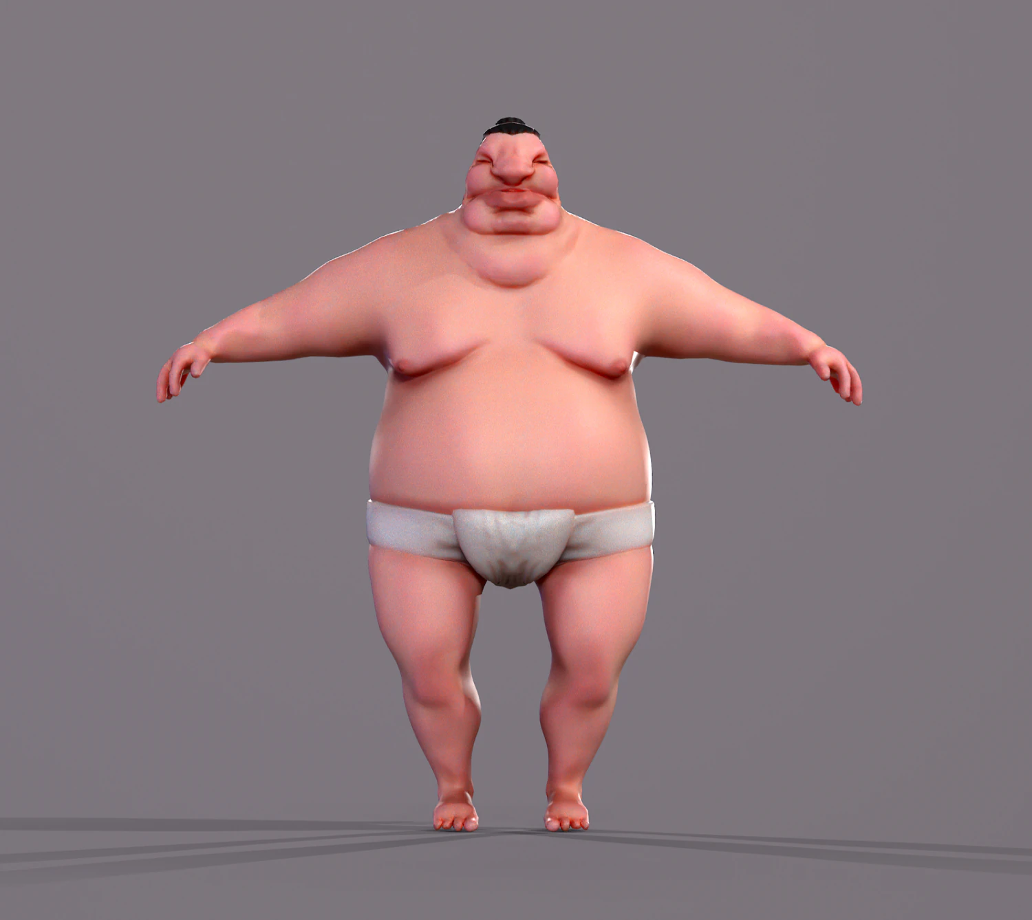 Cartoon character Sumo Wrestler 3D Model .c4d .max .obj .3ds .fbx .stl .blend