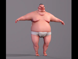 Cartoon character Sumo Wrestler 3D Model