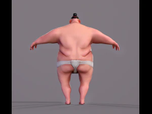 Cartoon character Sumo Wrestler 3D Model
