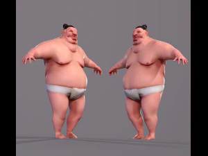 Cartoon character Sumo Wrestler 3D Model