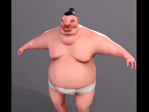 Cartoon character Sumo Wrestler 3D Model