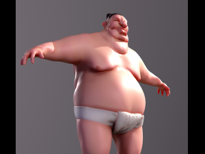 Cartoon character Sumo Wrestler 3D-Modell