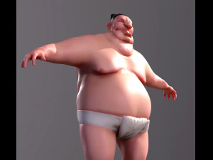 Cartoon character Sumo Wrestler 3D Model
