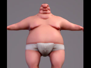 Cartoon character Sumo Wrestler 3D Model