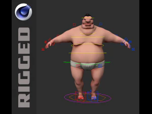 Cartoon character Sumo Wrestler 3D Model