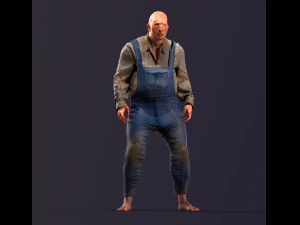Game character Village fool 3D Model