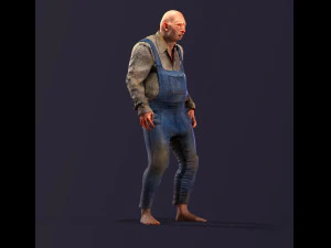 Game character Village fool 3D Model