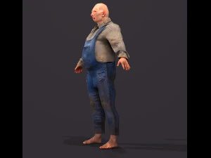 Game character Village fool 3D Model
