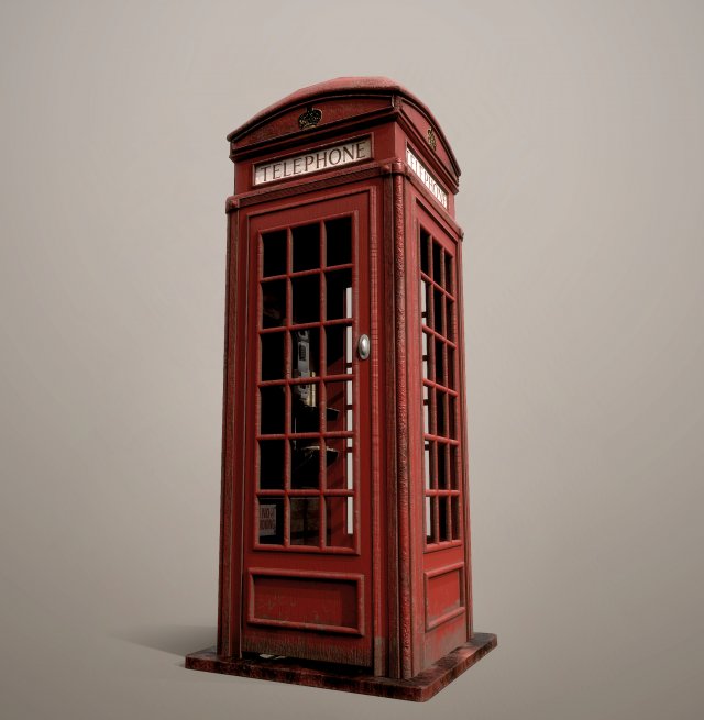 Red telephone box 3D Модель .c4d .max .obj .3ds .fbx .stl .blend
