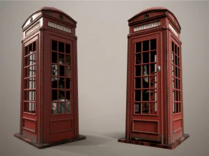 Red telephone box 3D Model
