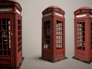 Red telephone box 3D Модель