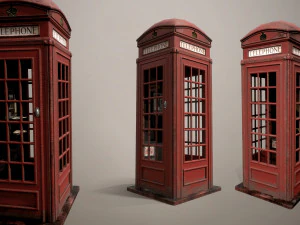 Red telephone box 3D Model
