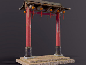 Old Chinese Gate 3D Model