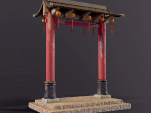 古い中国の門 3Dモデル