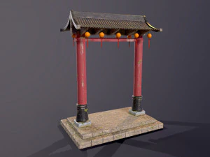 Old Chinese Gate 3D Model