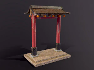 Old Chinese Gate 3D Model
