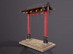 Old Chinese Gate Model 3D