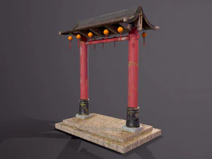 Old Chinese Gate 3D Model
