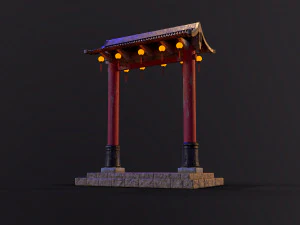 Old Chinese Gate 3D Model