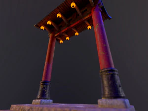 Old Chinese Gate 3D Model