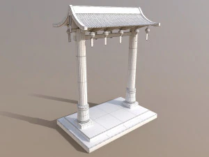 Old Chinese Gate 3D Model
