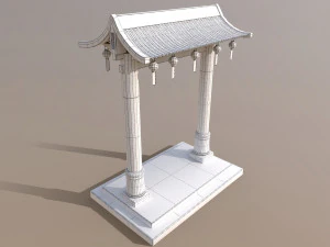 Old Chinese Gate 3D Model