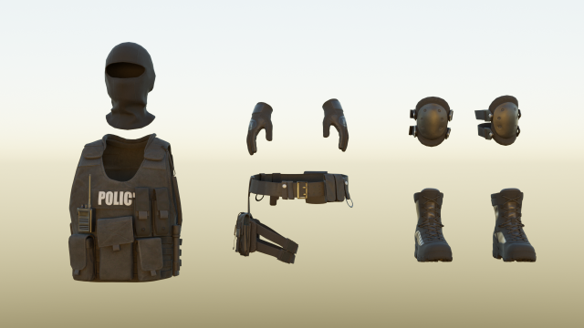 Police armor pack Model 3D .c4d .max .obj .3ds .fbx .stl .blend