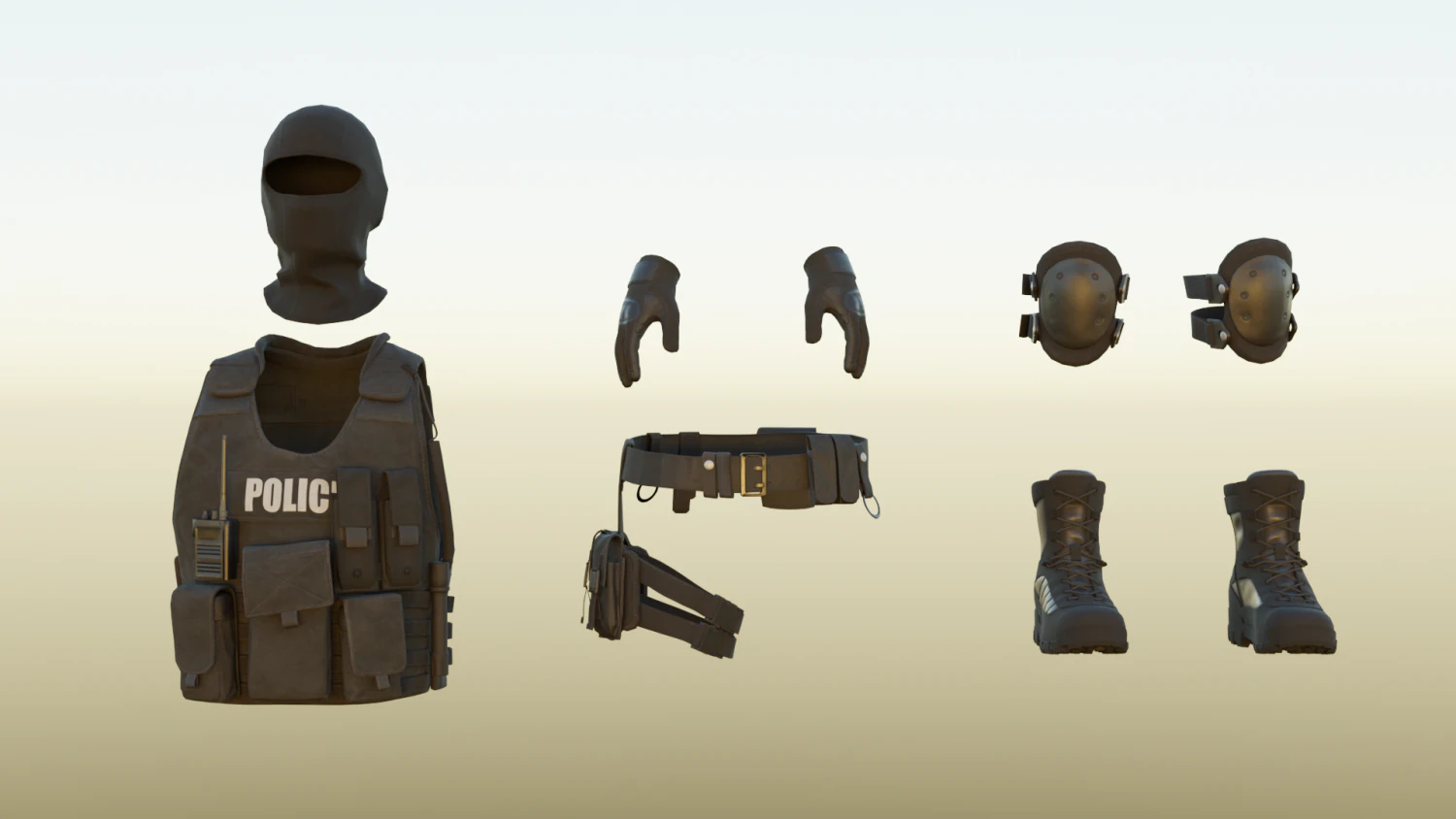 Police armor pack 3D Model .c4d .max .obj .3ds .fbx .stl .blend