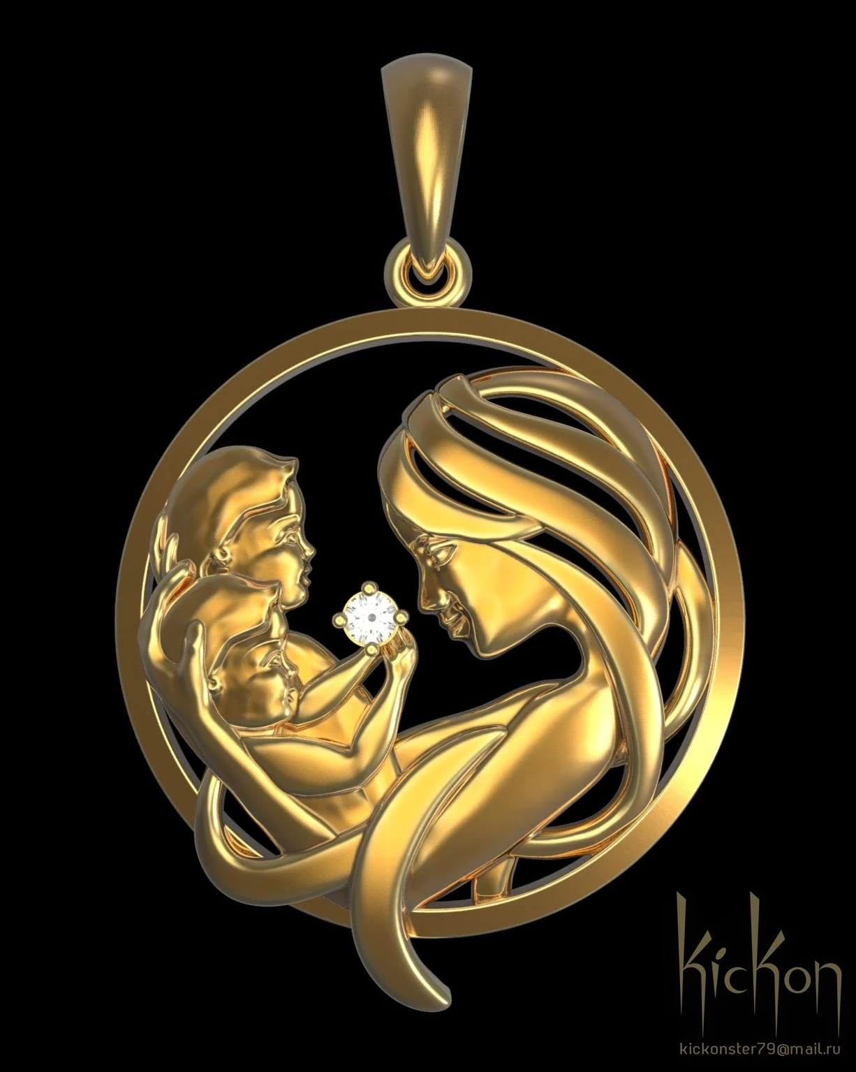 Pendant P012 3D Print Model .c4d .max .obj .3ds .fbx .stl .blend 