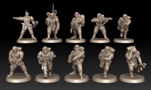 Cadian Shock Troops 3D Print Model .c4d .max .obj .3ds .fbx .stl .blend 
