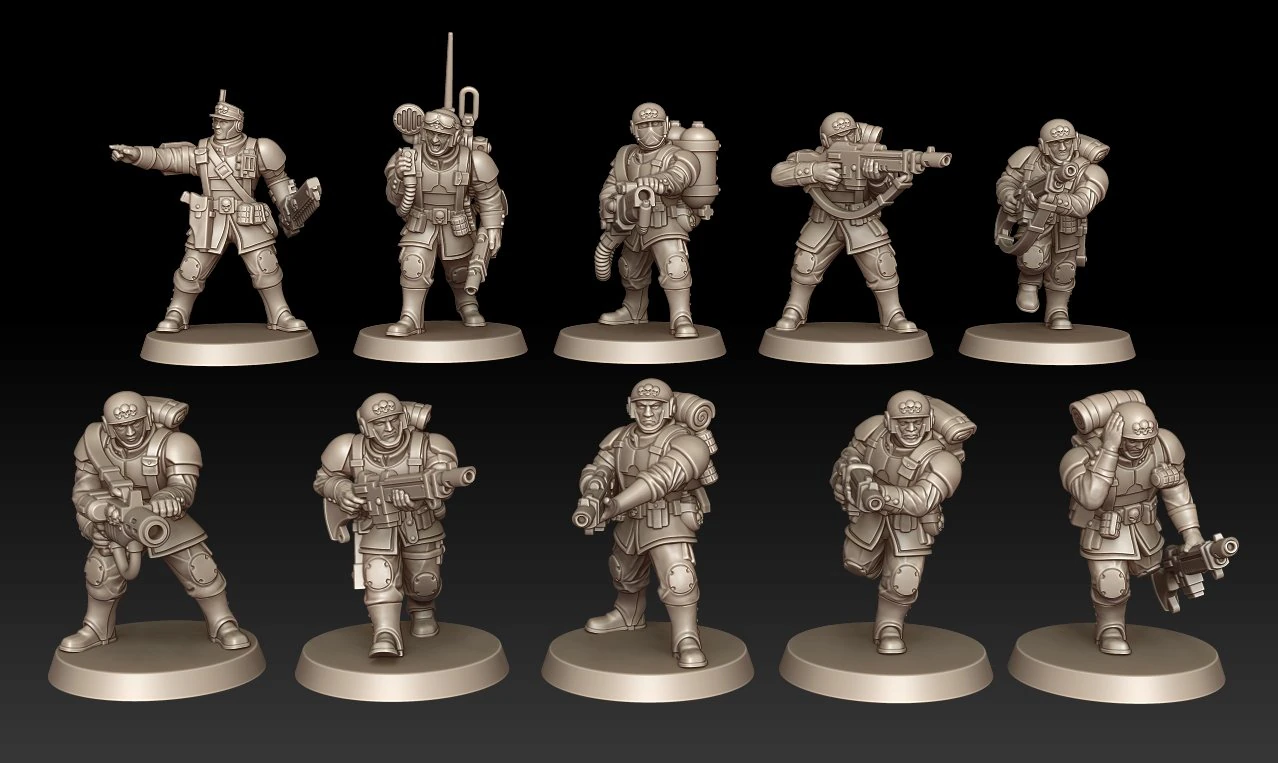 Cadian Shock Troops 3D Print Model .c4d .max .obj .3ds .fbx .stl .blend 