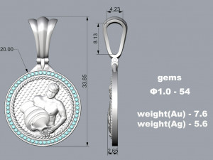 PENDANT P058 AQUARIUS Model do druku 3D