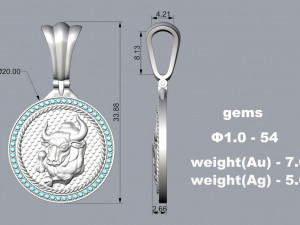 PENDANT P067 TAURUS 3D Print Model