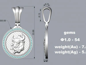 PENDANT P067 TAURUS 3D Print Model