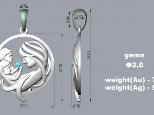 吊坠 P077 3D 打印模型
