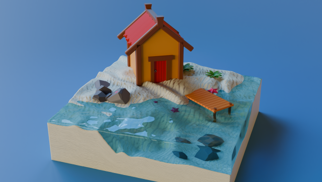Beach House Modelo 3D .c4d .max .obj .3ds .fbx .stl .blend 