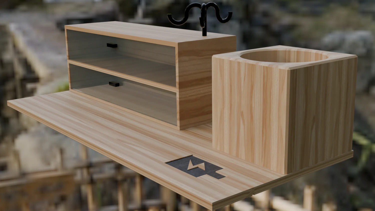 Desk Shelf 3D Model .c4d .max .obj .3ds .fbx .stl .blend 