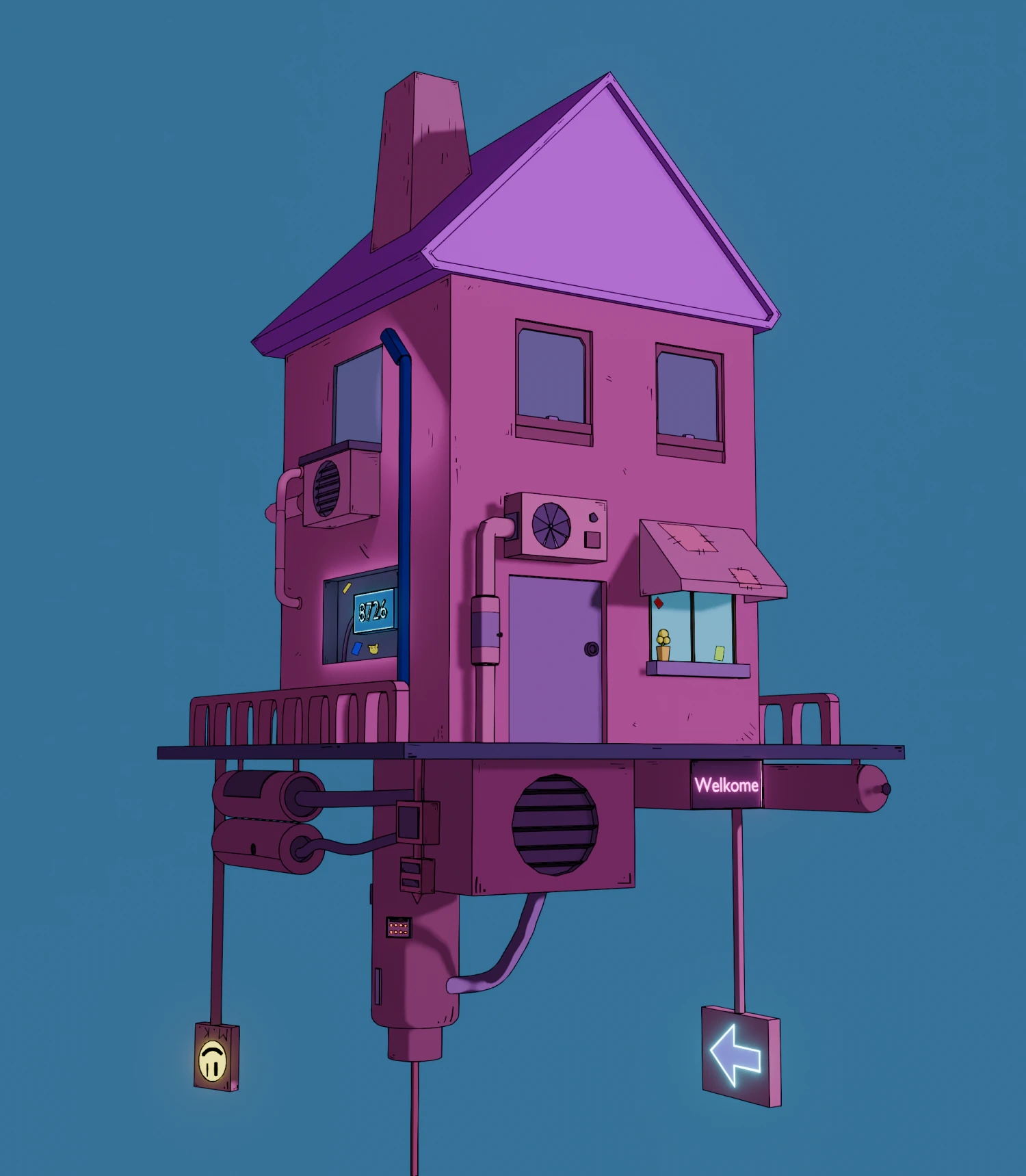 House in the void 3D Model .c4d .max .obj .3ds .fbx .stl .blend 