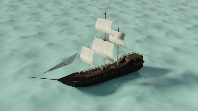 Wooden Sailing ship Model 3D .c4d .max .obj .3ds .fbx .stl .blend 
