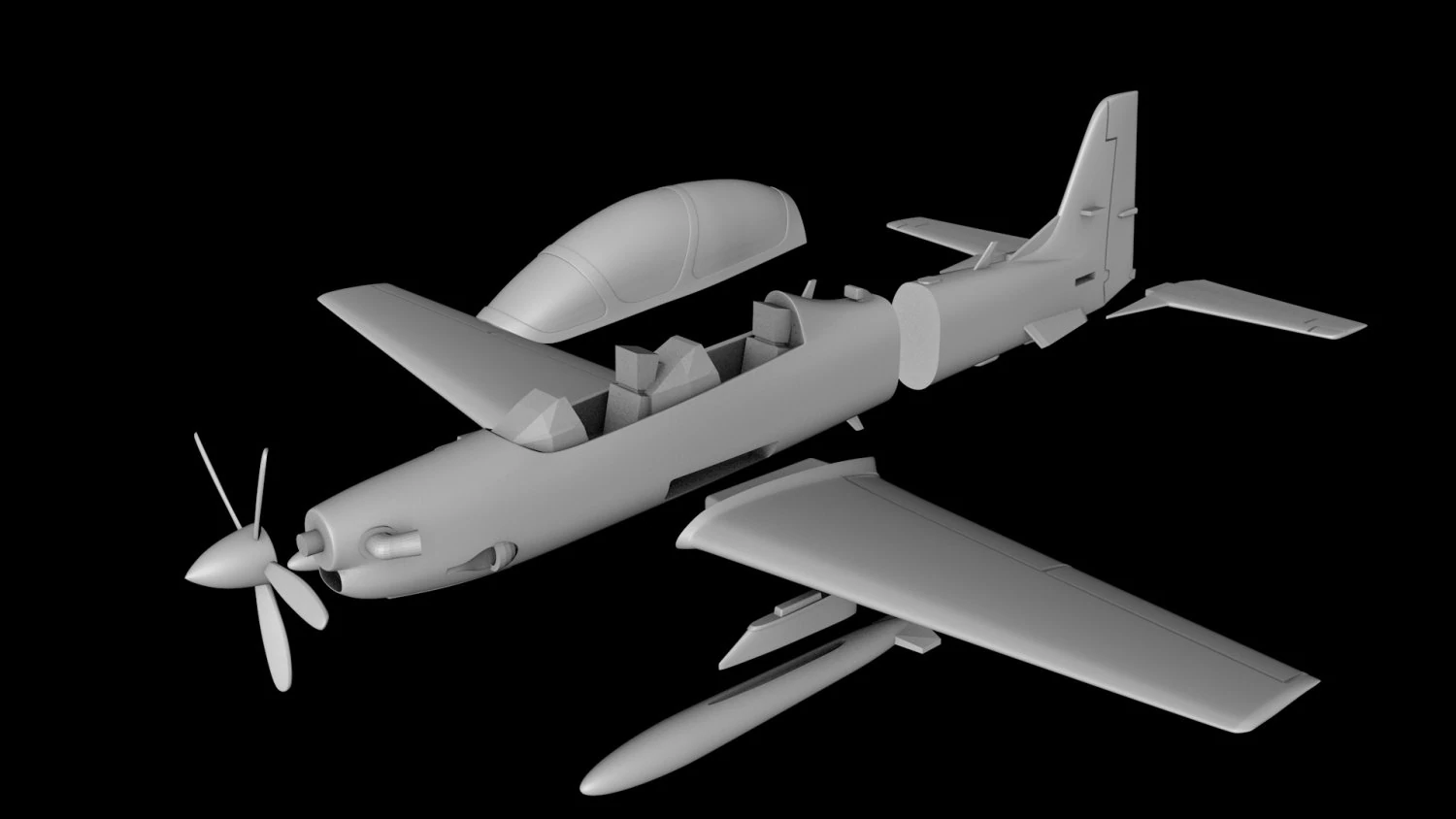 EMB-314 EMBRAER SUPER TUCANO ESCALA 148 Modelo de impresión 3D .c4d .max .obj .3ds .fbx .stl .blend 