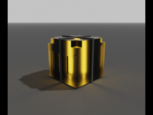 Improved glass cube with rod 3D-Modell