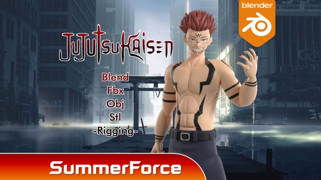 SUKUNA - Jujutsu Kaisen 3D 模型 .c4d .max .obj .3ds .fbx .stl .blend 