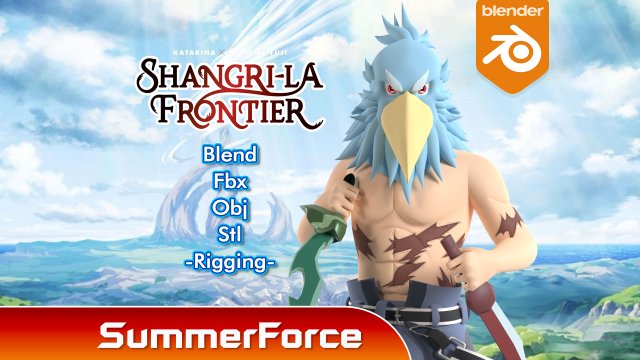 Sunraku - Shangri-la Frontier 3D Model .c4d .max .obj .3ds .fbx .stl .blend 