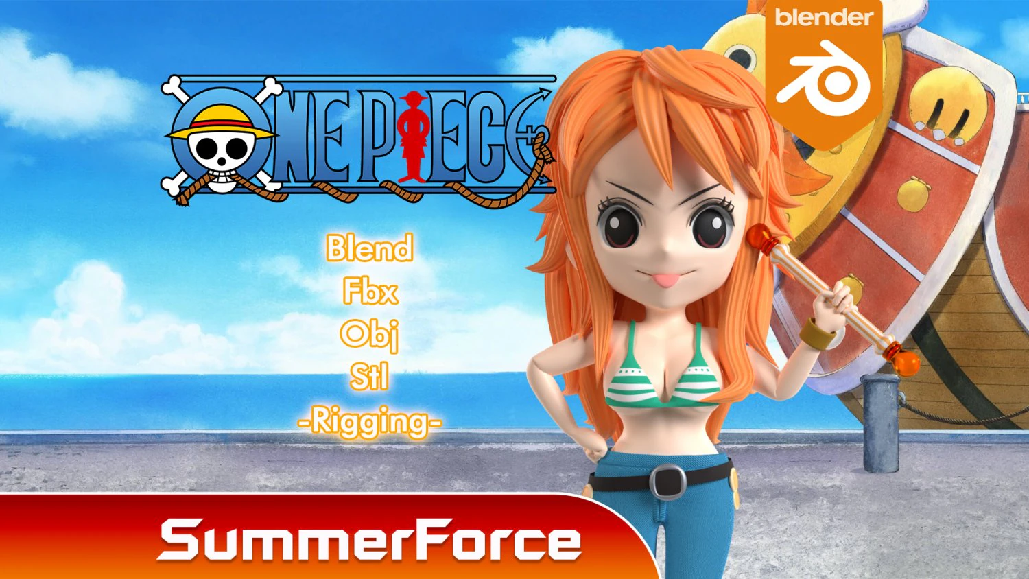 Nami SD - One Piece 3D Model .c4d .max .obj .3ds .fbx .stl .blend 