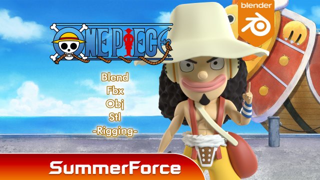 Usopp SD - One Piece 3D Модель .c4d .max .obj .3ds .fbx .stl .blend 
