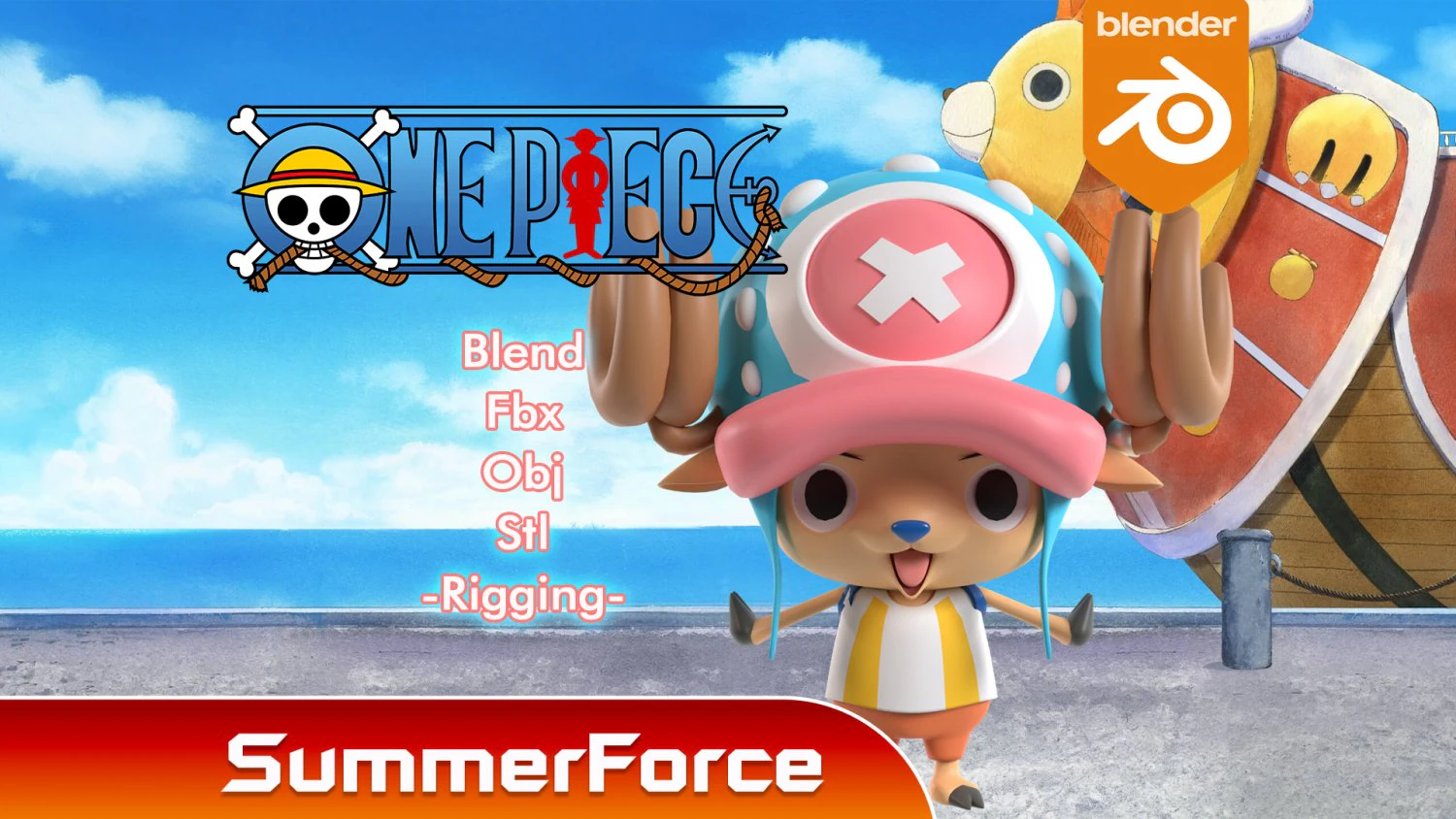 Tony Tony Chopper SD - One Piece 3D Model .c4d .max .obj .3ds .fbx .stl .blend 