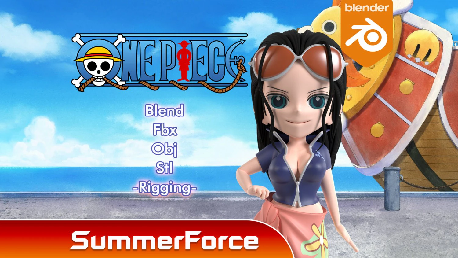 Nico Robin SD - One Piece 3D Model .c4d .max .obj .3ds .fbx .stl .blend 